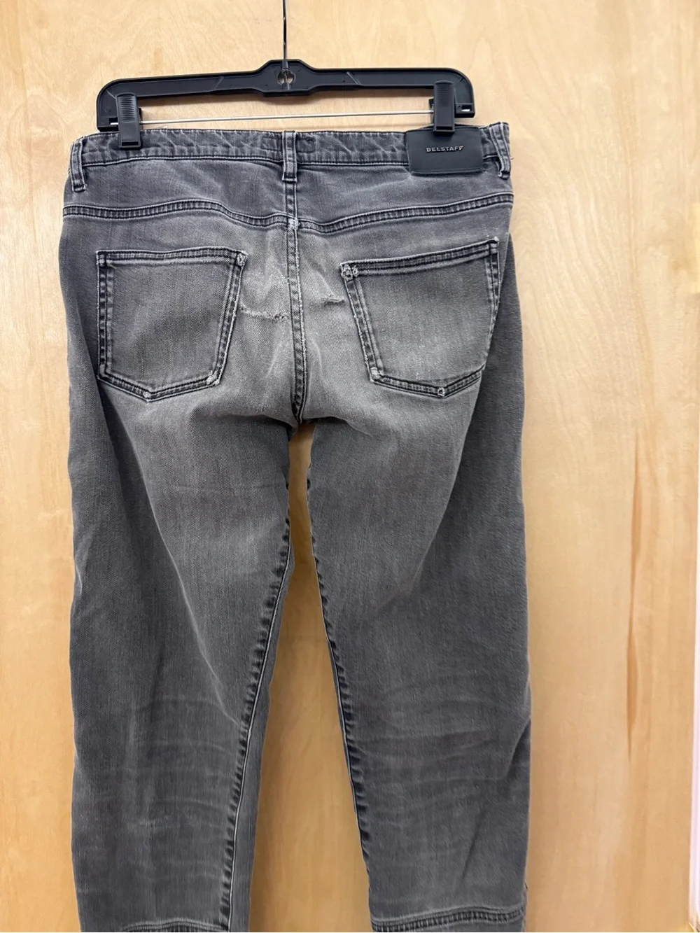 Belstaff Moto-Style Distressed Straight Leg Jeans – Gray (Size 30/33)